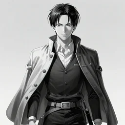 Levi Ackerman, elegant, 2d, ultra highly detailed, digital painting, smooth, sharp focus, artstation, black and white art by Hajime Isayama