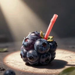 a berry with a straw, comic