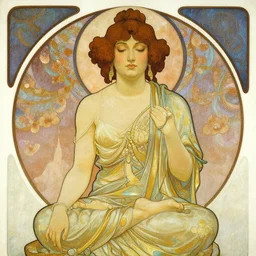 buddhism, painting by greg rutkowski, artgerm, j. c. leyendecker, alphonse mucha