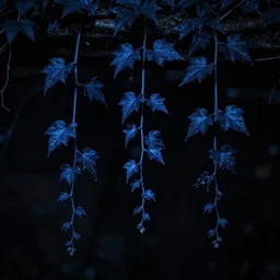 blue vines in a dark background, creepy