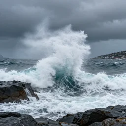 Tsunami hits Oslo, Realistic, HDR, Clear Image, Historical Event,