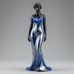 sculpture of a beautiful young female super model resembling alaska thunderfuck made out of black ceramic and sapphire wearing a blue tissue paper and silver geometric gown by marc jacobs, paper graffiti, trees made out of origami, ethereal, fantasy, lawrence alma tadema, james jean, oozium, peter morbacher, angelarium, alchemy, luxury, heavenly light, soft illumination, cinematic lighting, very detailed, 3 d octane render, artgerm, trending on artstation, cgi society