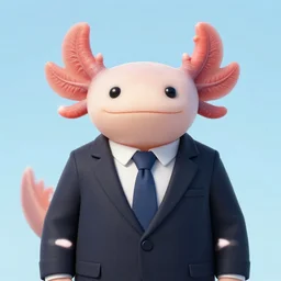 axolotl wearing a suit and tie, stock image