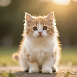 an adorable smol fluffy kitten at golden hour, bokeh,