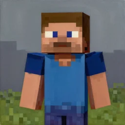 minecraft villager, dystopian, portrait, canvas, oil painting