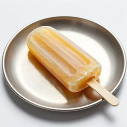 a golden popsicle on a silver plate, professional photograph, canon eos