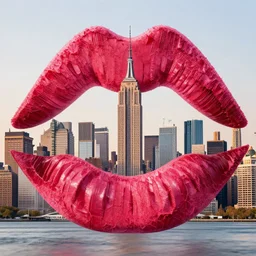 new york city skyline made of lipstick