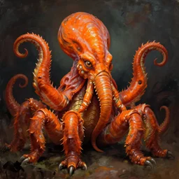zoological portrait of orange cthulhu by vince locke