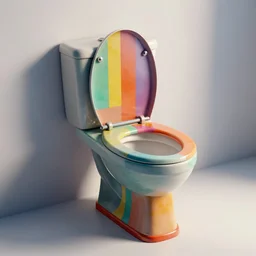 : colorful abstract toilet, cinematic lighting, hyper - realistic, detailed, marcel duchamp, render by c 4 d octane, unreal engine, 8 k 3 d render