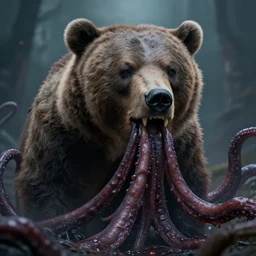 bear, by lovecraft, eldritch, tentacles, teeth, mouth, beautiful texture, beautiful graphics, fantasy artwork, very beautiful scenery, hd, hdr, ue 5, ue 6, unreal engine 5, cinematic 4 k wallpaper, 8 k, ultra detailed