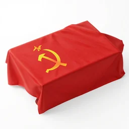 the soviet union flag on a rectangular table cloth