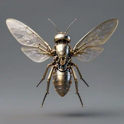 steampunk cybernetic biomechanical fly with wings, 3 d model, very coherent symmetrical artwork, unreal engine realistic render, 8 k, micro detail, intricate, elegant, highly detailed, centered, digital painting, artstation, smooth, sharp focus, illustration, artgerm, tomasz alen kopera, wlop
