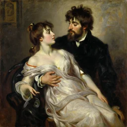 death becomes her, by edgard maxence and lucien levy - dhurmer, oil on canvas, 1 8 9 3