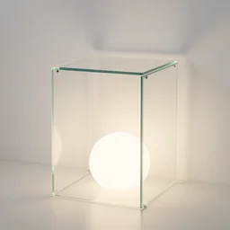 white zen clean modern minimalist glass bedside - table, softly lit
