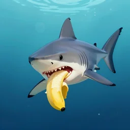 a photograph of a shark - eating - banana, trending on artstation