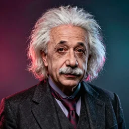 high quality and colorful portrait of Albert Einstein dressed as Neo from the Matrix