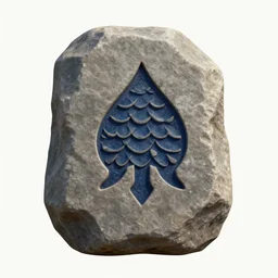 videogame asset, a stone with a dark blue scales symbol etched in the middle, unreal engine 5, videogame, artstation.