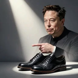 elon musk pointing to his shoes