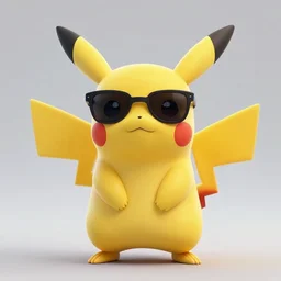 ultra realistic portrait of pikachu wearing sunglasses, studio lighting, trending in artstation, rendered in blender