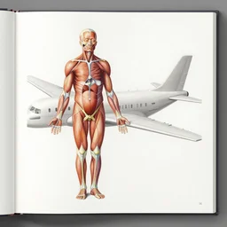 biologically accurate anatomical description of a plane, medical book, full page, quadrichromic