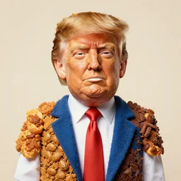portrait of donald trump made from junk food