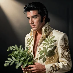 elvis presley as parsley!!!!, herb, intricate detailed, photo by terry oneill