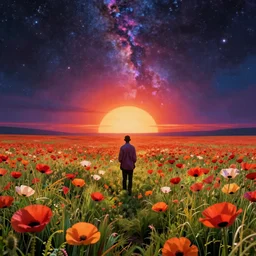 abandoned by david hockney, cgsociety tron apocalyptic synthwave otherworldly hyperrealism dramatic lighting retrowave landscape fantasy thermal vision meadow cosmic universe at dawn poppy, archdaily, wallpaper, highly detailed, trending on artstation.