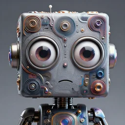 portrait of funny giant eyes android mechanoid cube, intricate abstract. intricate artwork, by tooth wu, wlop, beeple, dan mumford. concept art, octane render, trending on artstation, greg rutkowski very coherent symmetrical artwork. cinematic, key art, hyper realism, high detail, octane render, 8 k, iridescent accents