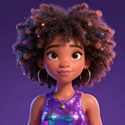 a centered render of a groovy super cool afro disco female, by dreamworks, by pixar, by viktoria gavrilenko, by leticia gillett, perfect face, 3 d, 8 k