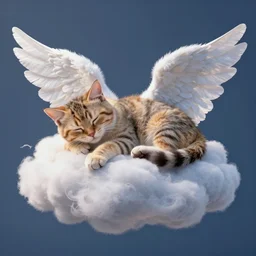 cat with angel wings sleeping on a cloud, hyperdetailed, artstation, cgsociety, 8k