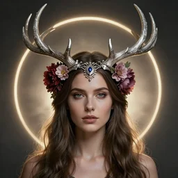 beautiful female character inspired by iceland and floral headdress pagan wiccan viking silver veined antlers headdress face only | | digital artwork made by greg rutswork, anna dittmann and lois van barlee, symmetrical rim light, anatomically correct