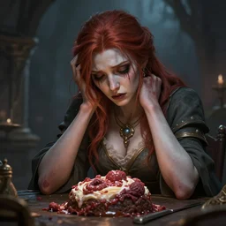anna podedworna a mimic chest eating a despairing adventurer, striking composition, dramatic composition, fantasy, mtg, digital 2d, trending on artstation, artstation, dramatic lighting, blurred background, hyper detailed, ultrarealistic, masterpiece, digital art