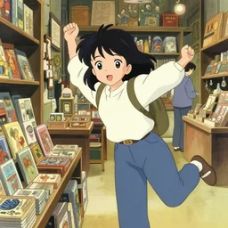 anime visual, portrait of a female traveler shopping in a alchemist's shop interior, cute face by ilya kuvshinov, yoh yoshinari, makoto shinkai, katsura masakazu, dynamic pose, dynamic perspective, flat cel shaded, mucha, crisp smooth lines, rounded eyes