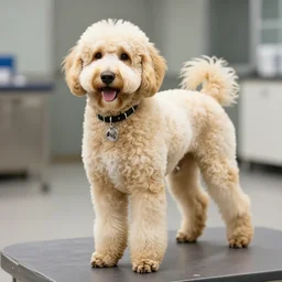 ” a color photo of a doctor labradoodle, sigma 5 5 ”
