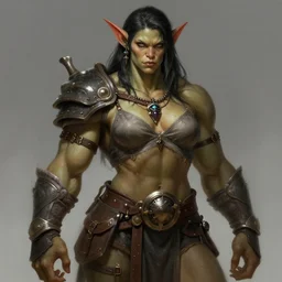 very muscled Amazon Orc as a ruggedly mean looking heroine, intricate, elegant, highly detailed, centered, digital painting, artstation, concept art, smooth, sharp focus, illustration, art by artgerm and donato giancola and Joseph Christian Leyendecker, WLOP