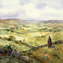 middle earth landscapes by j. r. r. tolkien, watercolor,