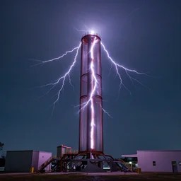 A tesla coil crackling with lightning