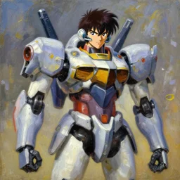 classical oil painting of anime key visual environment concept art of kamina as mecha pilot, trending on artstation, brush strokes, oil, canvas, style of kawacy makoto shinkai jamie wyeth james gilleard edward hopper greg rutkowski, preserved historical