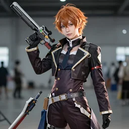 highly detailed anatsu kyoushitsu cosplay, warcore, professional photography 8 k 3 5 mm, holding weapon, pixiv