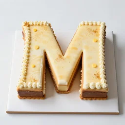 ultra realistic Letter M cake, 8K resolution, well designed,
