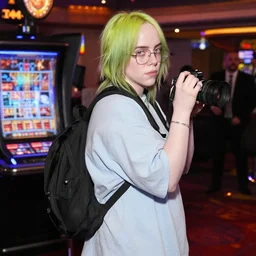 a camera carried by billie eilish in a casino