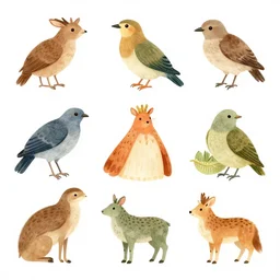 vignette made of fauna game asset vector art, smooth style, illustrated by peggy fortnum and beatrix potter and sir john tenniel
