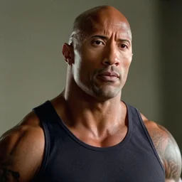 Film still close-up shot of Dwayne Johnson in the movie Terminator 2. Photographic, photography