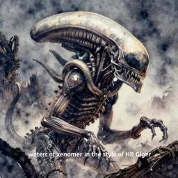 “watercolor of xenomorph in the style of HR Giger”