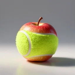 an apple made of a tennis ball