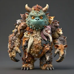 a monster made of many animals, greg simkins, android jones, victo ngai