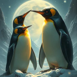 the god of cyber - penguins, art by artgerm and greg rutkowski and alphonse mucha