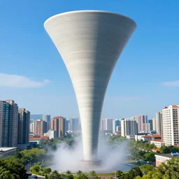water tornado in the city, ultra realistic, photorealistic, highly detailed, sharp focus, vivid, colorful