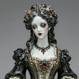 gothic cyborg victorian bizzare porcelain woman with artnouveau garment and ornaments sharp focus 8 k