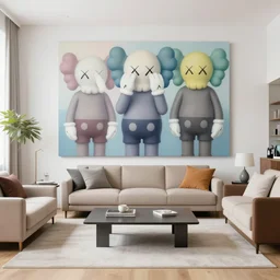 designer living room by shusei nagaoka, kaws, david rudnick, airbrush on canvas, pastell colours, cell shaded, 8 k,